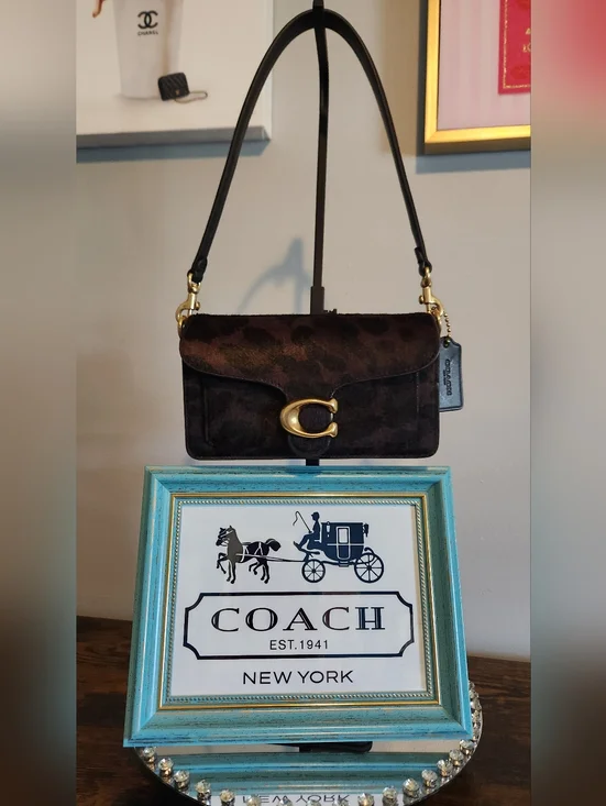 Coach Tabby Shoulder Bag 20 in Haircalf With Brown Leopard with Gold C Hardware - Picture 3 of 16